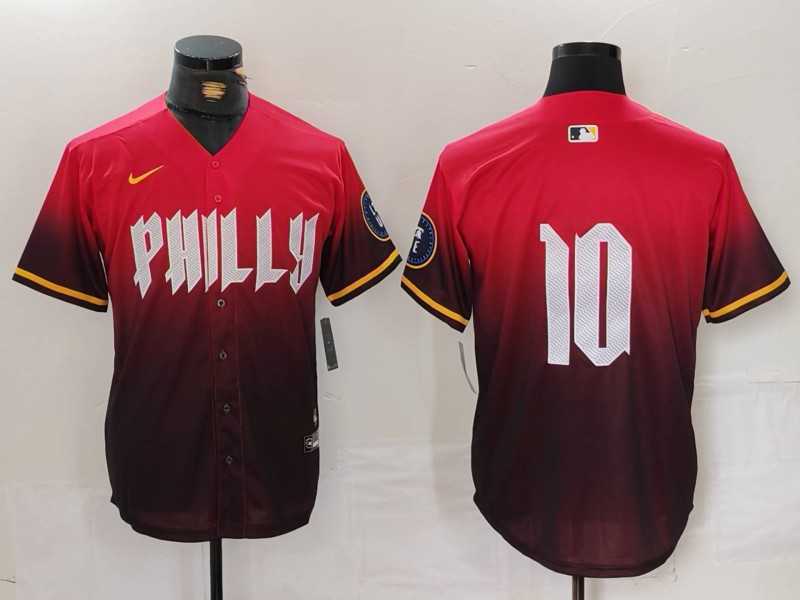 Men%27s Philadelphia Phillies #10 JT Realmuto Red 2024 City Connect Limited Stitched Jersey->philadelphia phillies->MLB Jersey